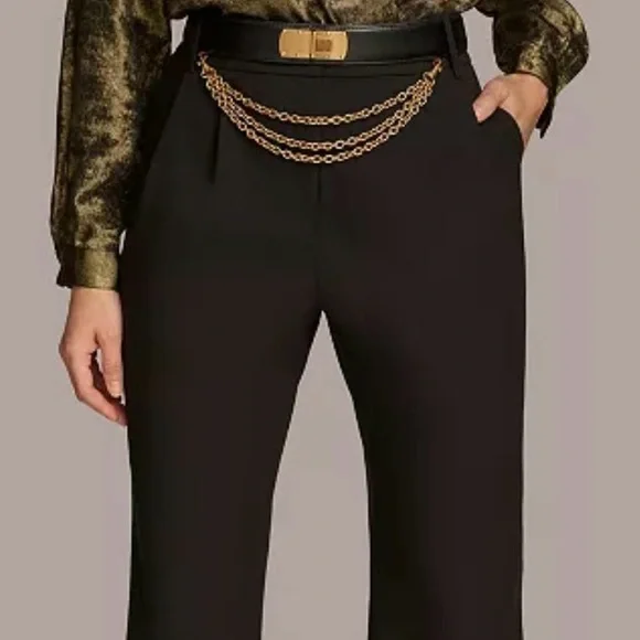 Donna Karan VTG Black Leather and Golden accents chains - Italy- Size Petite S - Picture 3 of 9